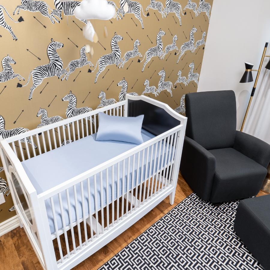 Blue - Plush Silk Crib Sheet lifestyle