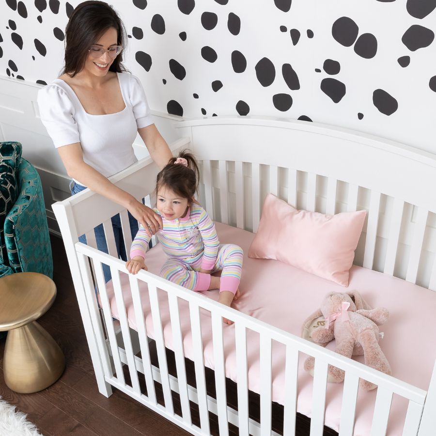 Blush - Plush Silk Crib Sheet lifestyle