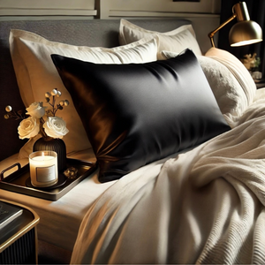 Black - Lustrous Silk Pillowcase - Queen