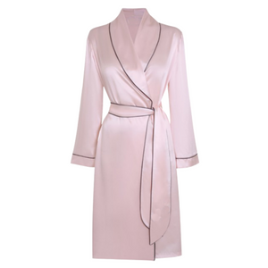 Blush Dressing Robe with Contrast Piping