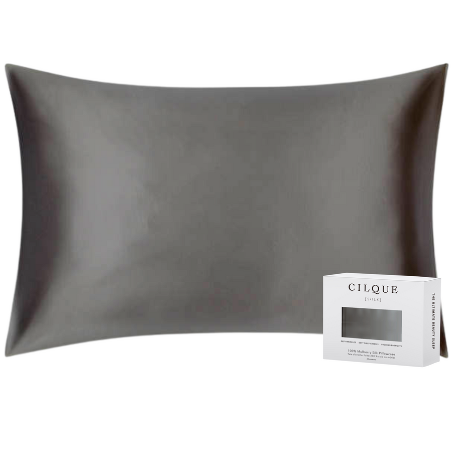 CILQUE Lustrous Silk Pillowcase - Charcoal